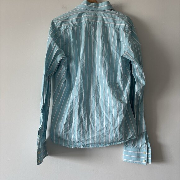 Abercrombie & Fitch Muscle Shirt Long Sleeve Mens Large Striped Y2K Preppy 2000s - Picture 9 of 14